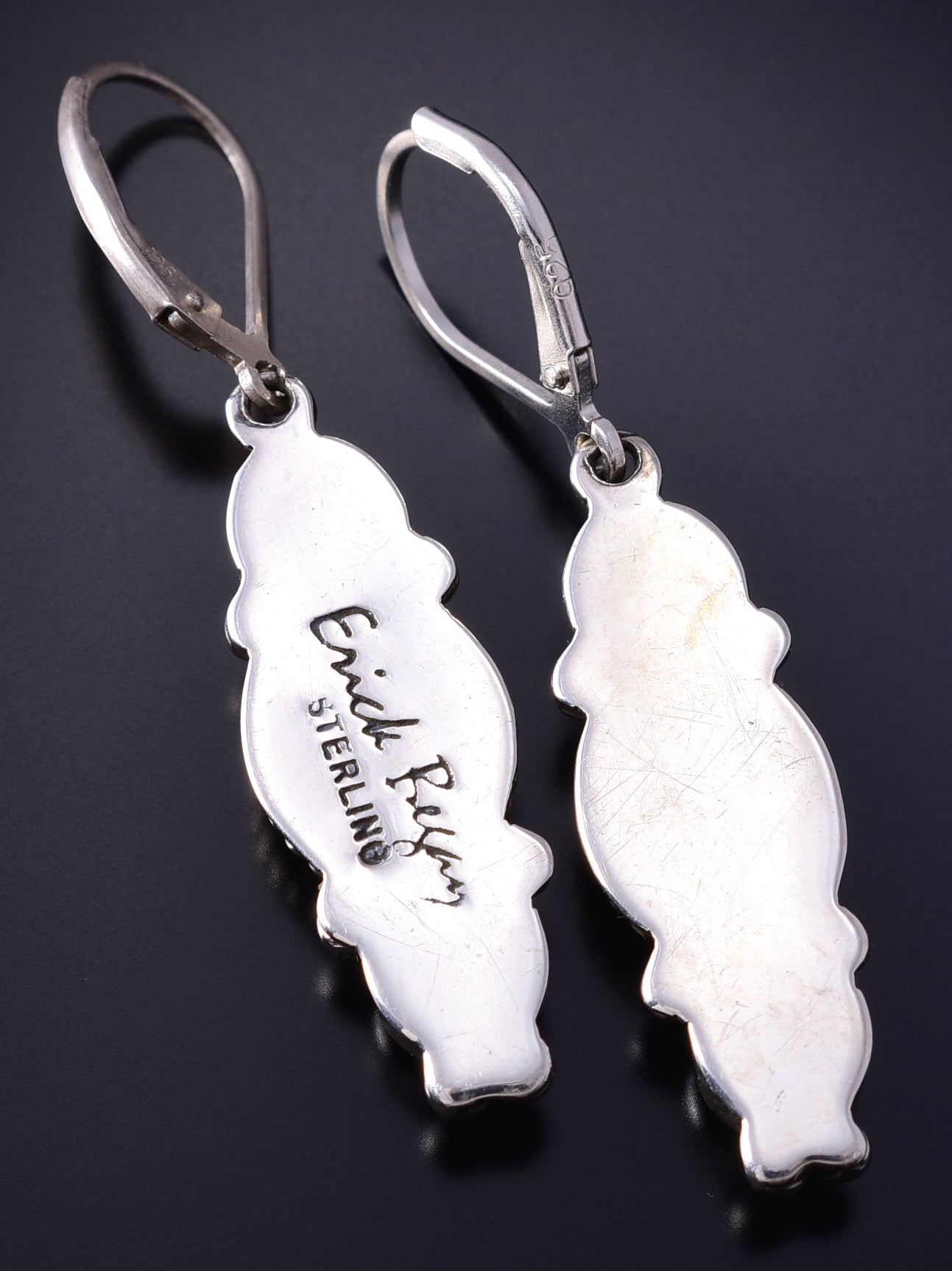 Silver & Golden Hills Turquoise Fresh Pearl Navajo Earrings by Erick Begay 5H02M
