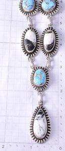Silver & Golden Hills Turquoise Navajo Lariat Necklace by Erick Begay 5F30T