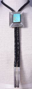 Silver & #8 Spiderweb Turquoise Navajo Men's Bolo Tie by Erick Begay 5H03W