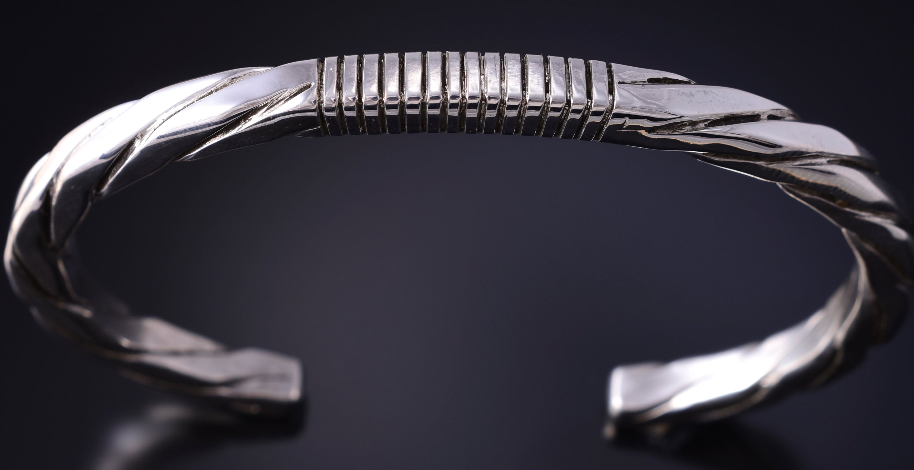 Silver Navajo Handmade Unity Men's Bracelet by Erick Begay 5K17N