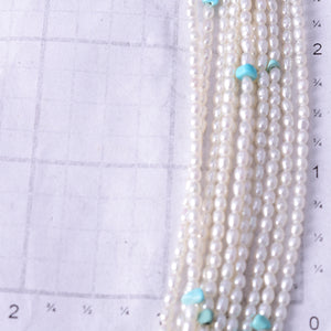 11 Strand Fresh Water Pearl & Turquoise Navajo Necklace by Erick Begay 5H03G