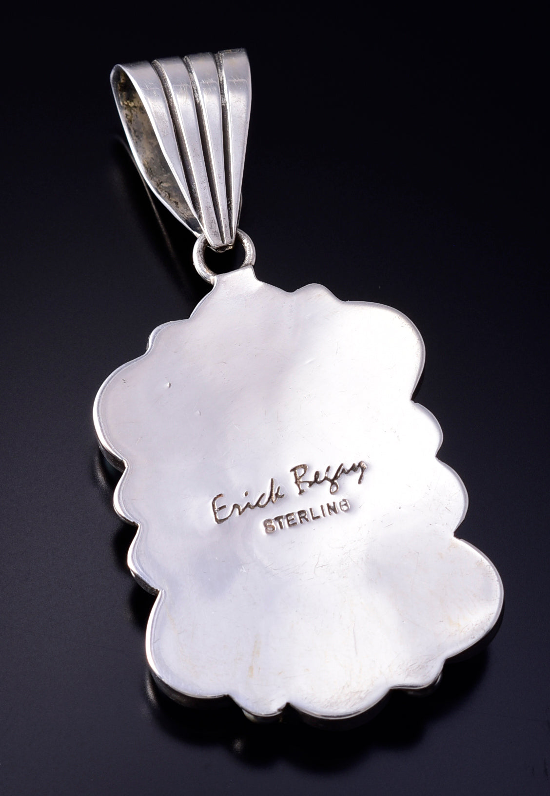 Silver & Golden Hills Turquoise Fresh Pearl Navajo Pendant by Erick Begay 5F30W