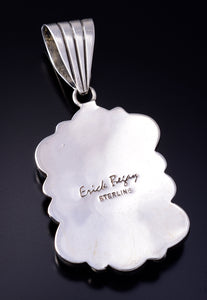 Silver & Golden Hills Turquoise Fresh Pearl Navajo Pendant by Erick Begay 5F30W