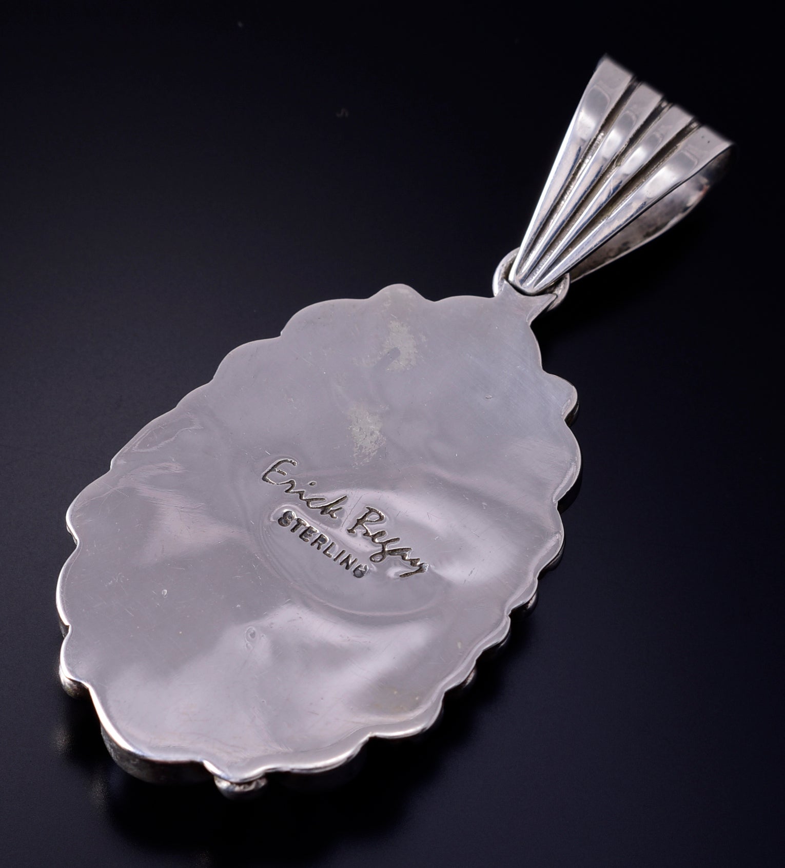 Silver & Golden Hills Turquoise Fresh Pearl Navajo Pendant by Erick Begay 5F30X