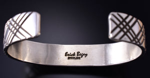 Silver & Golden Hills Turquoise Navajo Bracelet by Erick Begay 5H01T