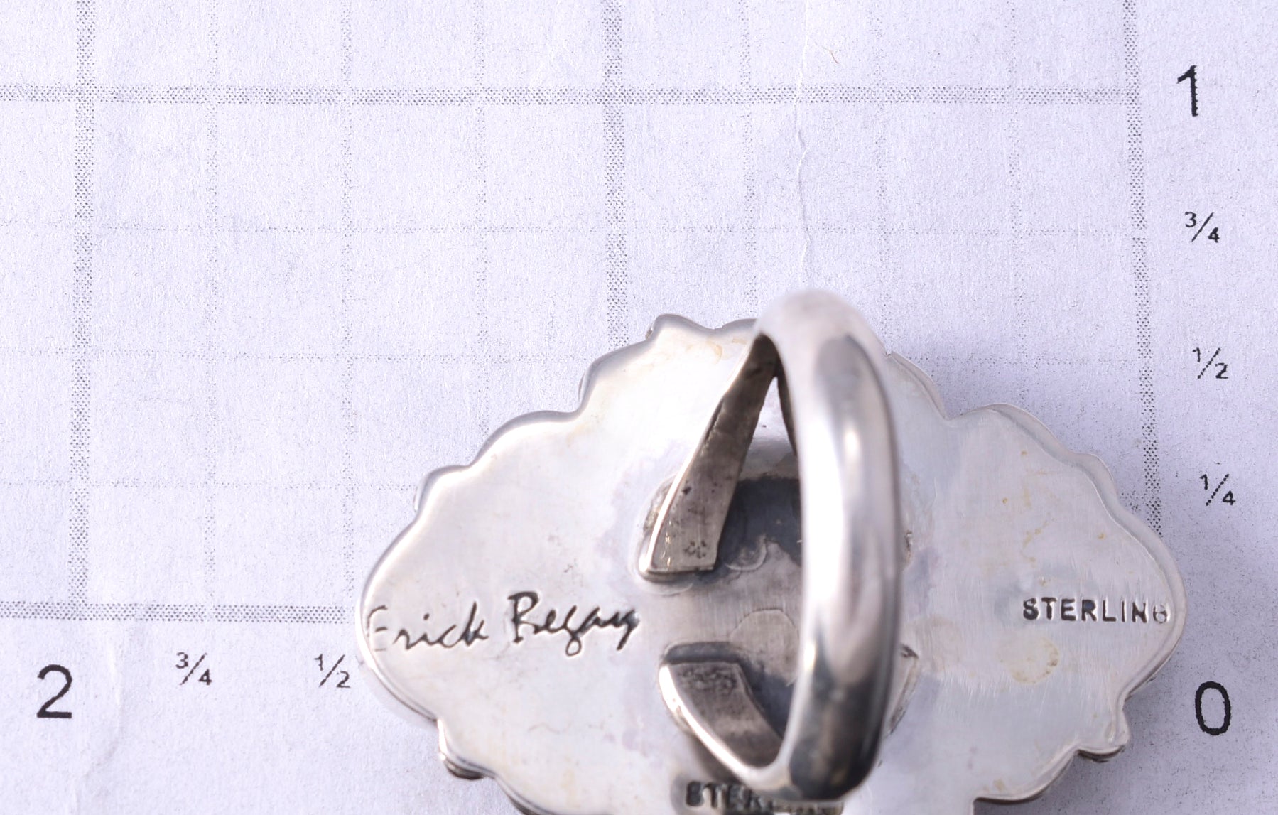 Size 8 Silver & Golden Hills Turquoise Fresh Pearl Navajo Ring Erick Begay 5F30J
