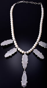 Silver & Golden Hills Turquoise Fresh Pearl Navajo Necklace by Erick Begay 5H03X