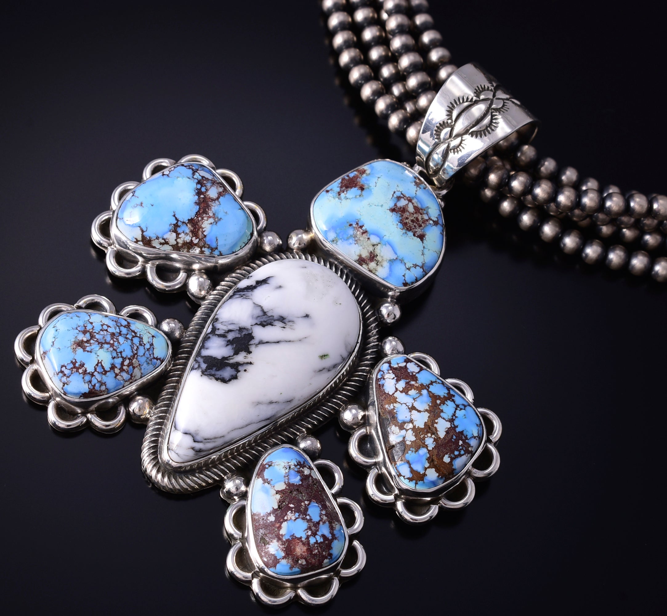 Silver & Golden Hills Turquoise Navajo Turtle Pendant by Erick Begay 5H03D