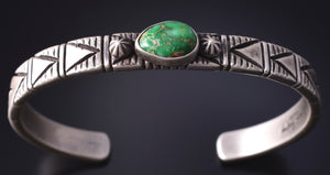 Silver & Turquoise Navajo Handmade Arrowheads Bracelet by Erick Begay 5H01O